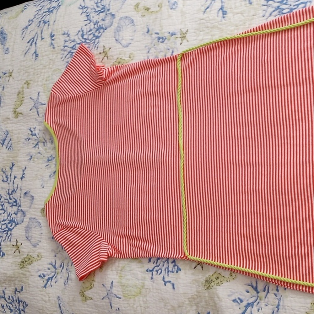 Lands End Nautical Henley Dress  (Orange, White, Lemon/Lime) - Picture 10 of 16